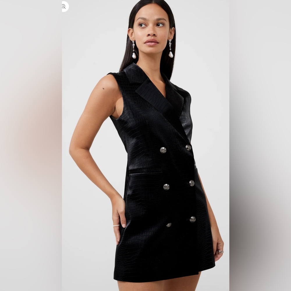 French Connection Black Sleeveless Blazer Dress